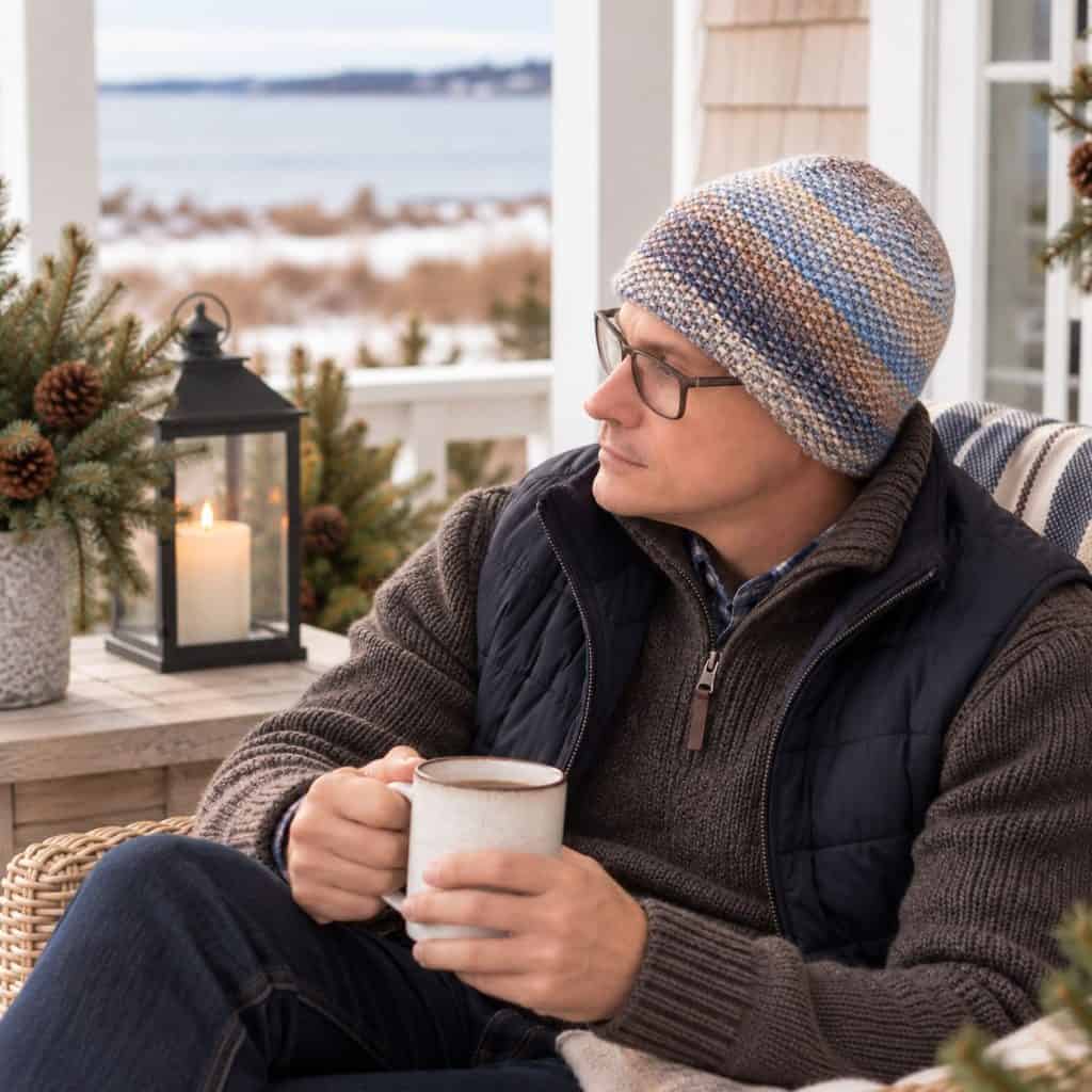 Men’s Flat Knit Seed Stitch Hat Pattern (Easy Straight Needle Beanie)