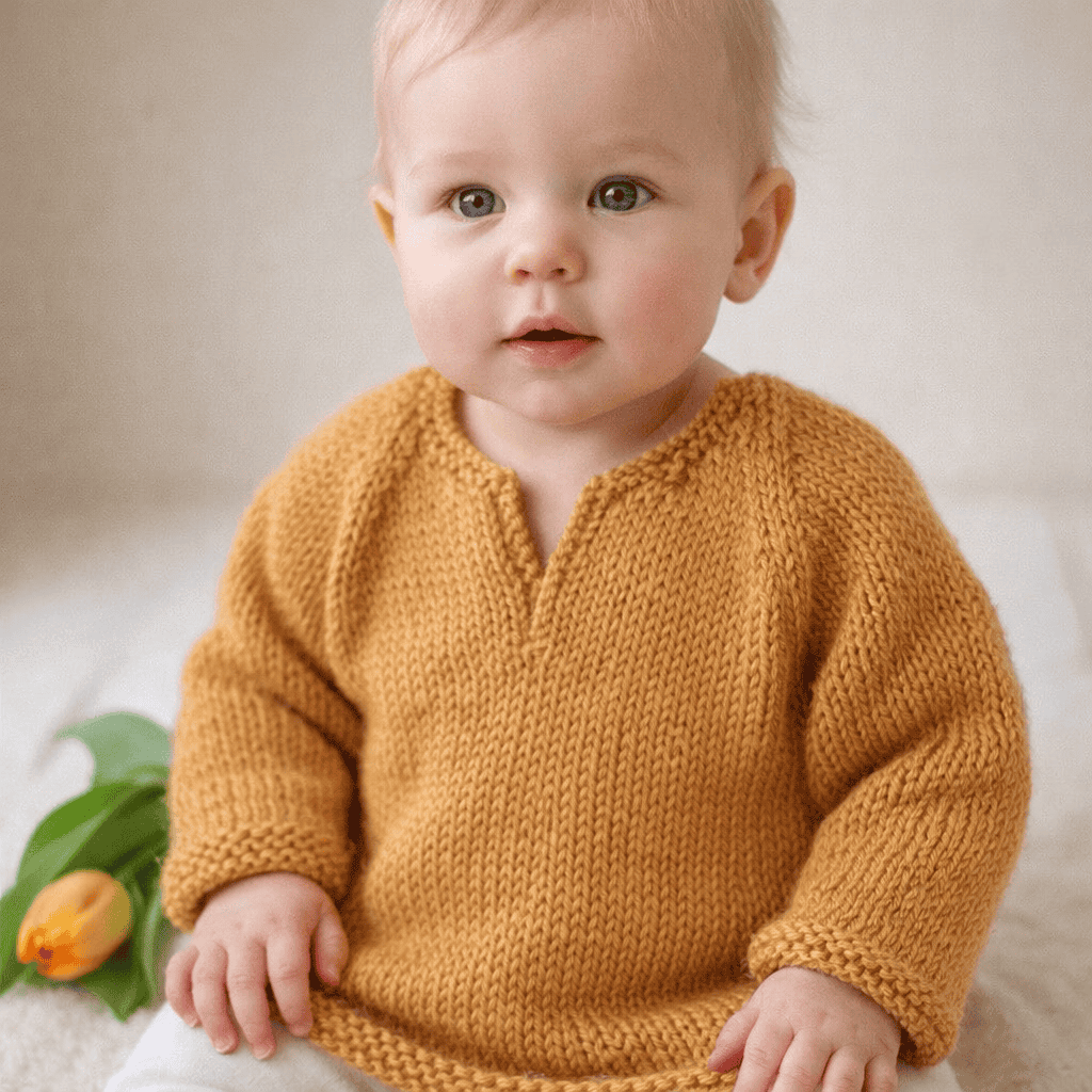 Easy Baby Pullover Sweater Knitting Pattern (Flat Knit for Confident Beginners)