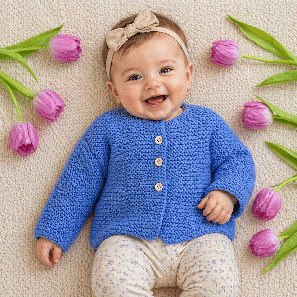 Easy Garter Stitch Baby Cardigan Knitting Pattern (One Piece + Beginner-Friendly)
