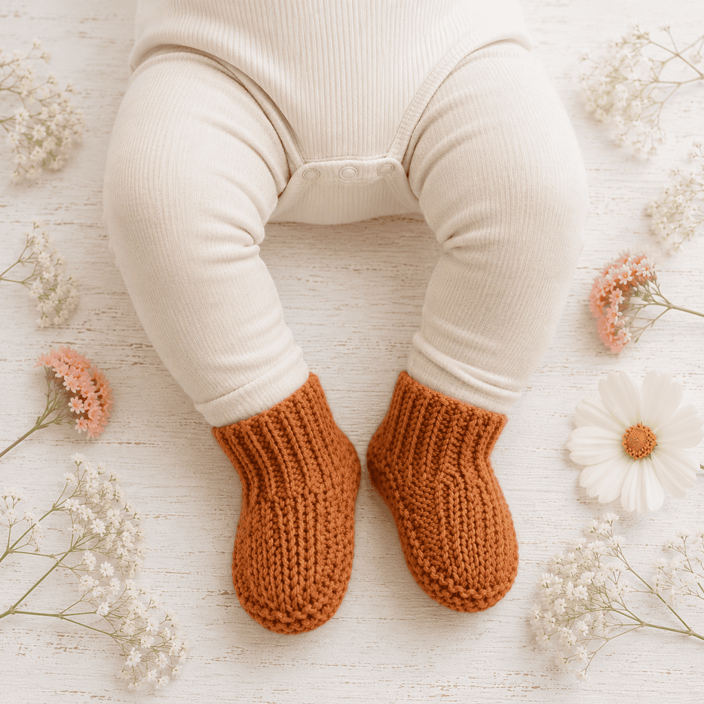 Easy Baby Booties Knitting Pattern (Soft Cotton + Knit Flat in a Day)