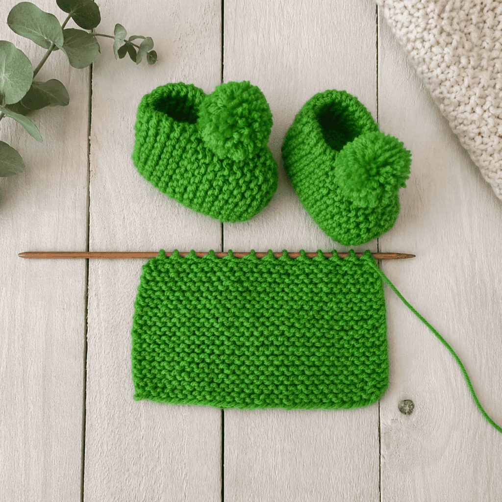 1 Hour Easy Flat Knit Baby Booties Pattern