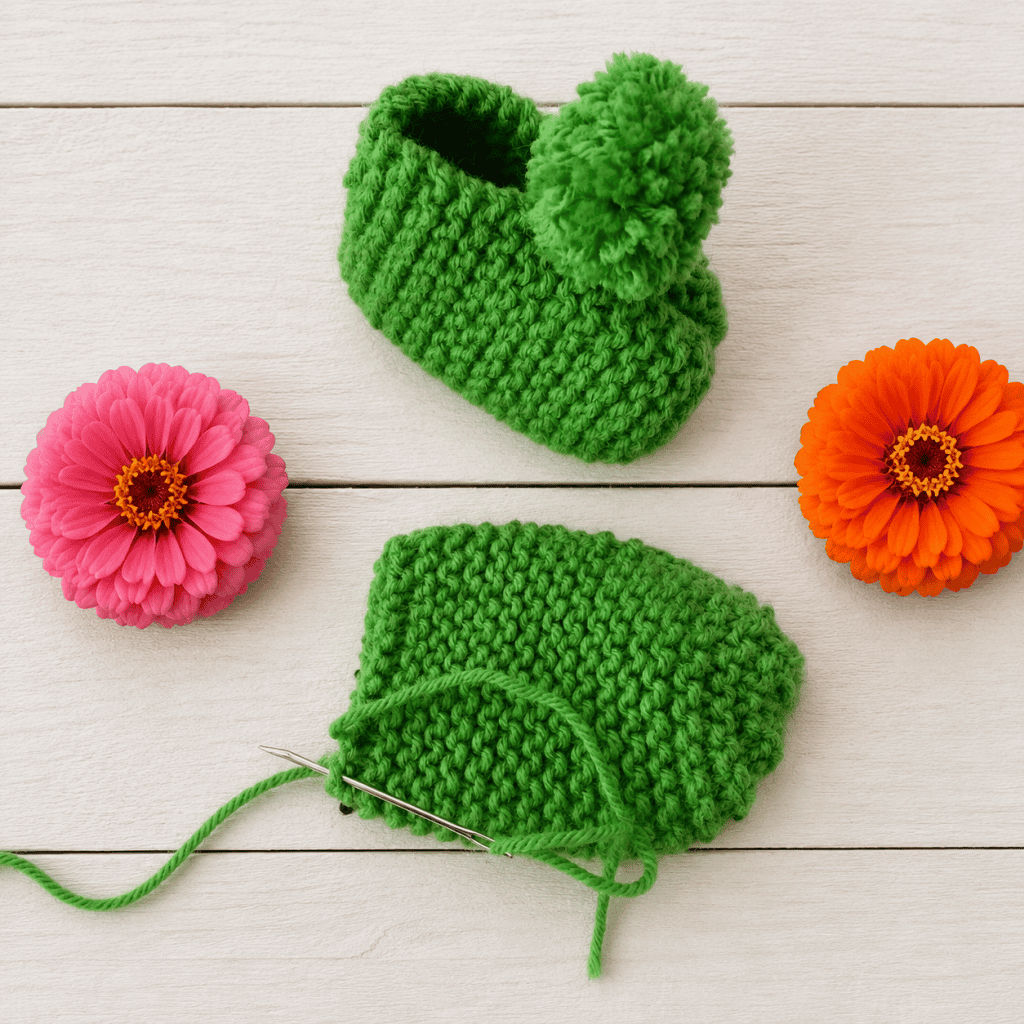 Beginner Friendly Basketweave Baby Blanket and Garter Stitch Booties Set