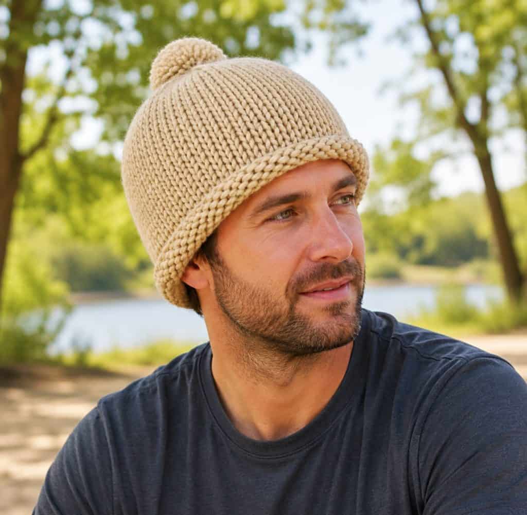 1 Hour Mens Hat Knitting Pattern (Easy Super Bulky Hat You Can Finish Tonight)