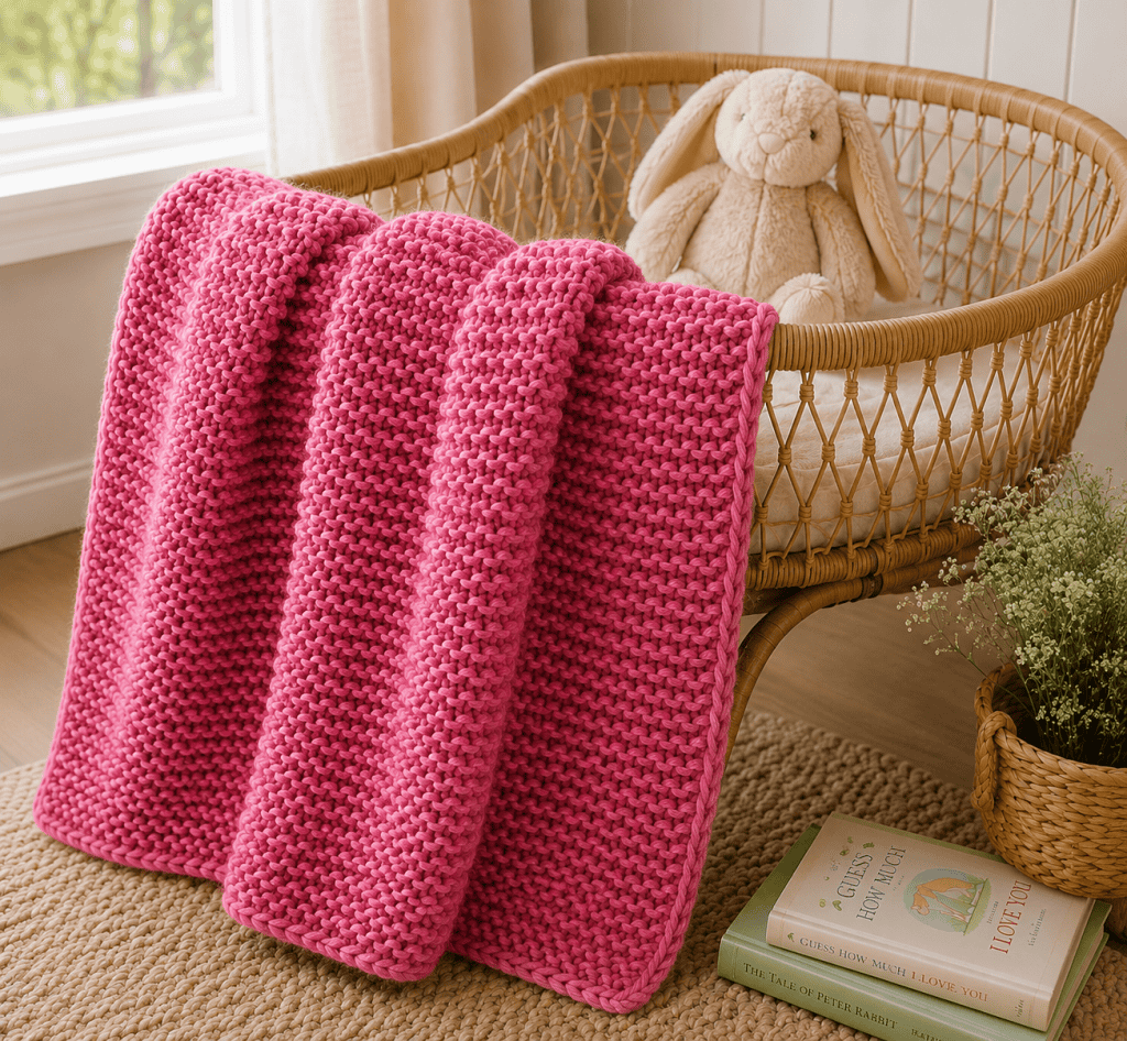 Easiest Garter Stitch Baby Blanket Knitting Pattern (Super Bulky Yarn + Beginner-Friendly)