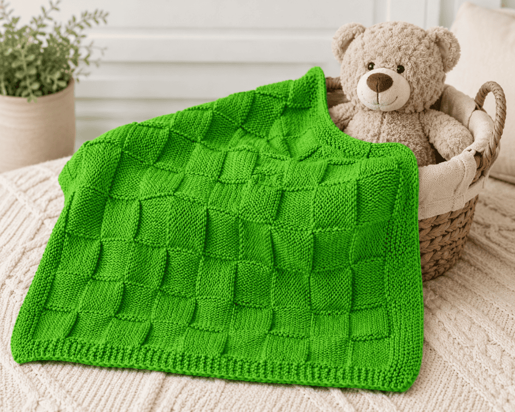 Easy Basketweave Baby Blanket Knitting Pattern (Cozy Beginner Knit)
