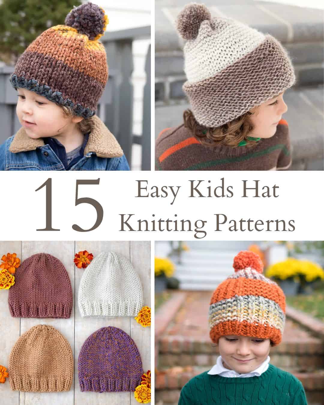 15 Easy Kids Hat Knitting Patterns (Beginner-Friendly Hats for Babies, Toddlers & Kids)