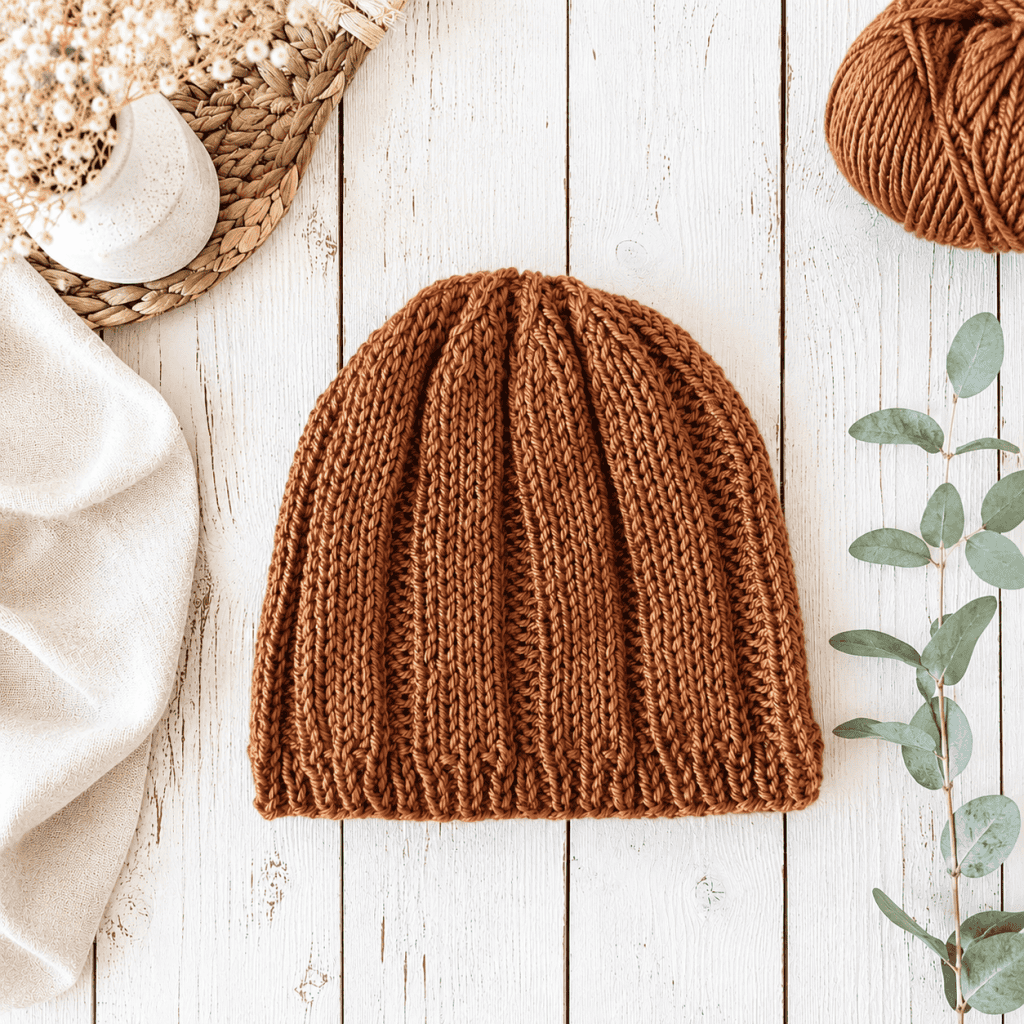 Women’s Wide Rib Beanie Knitting Pattern (Knit in the Round)