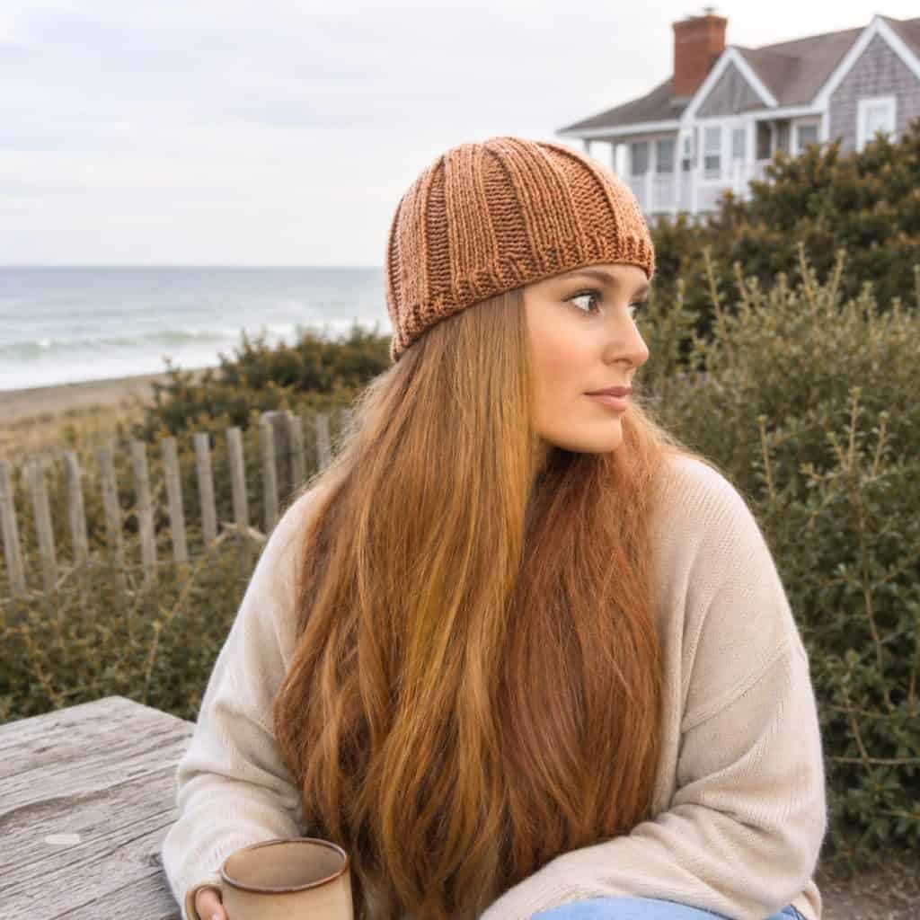 Women’s Wide Rib Beanie Knitting Pattern (Knit in the Round)