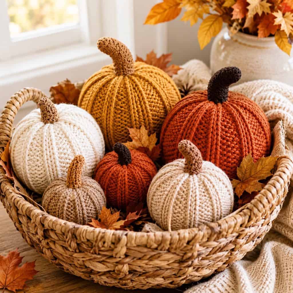 easy knit pumpkins