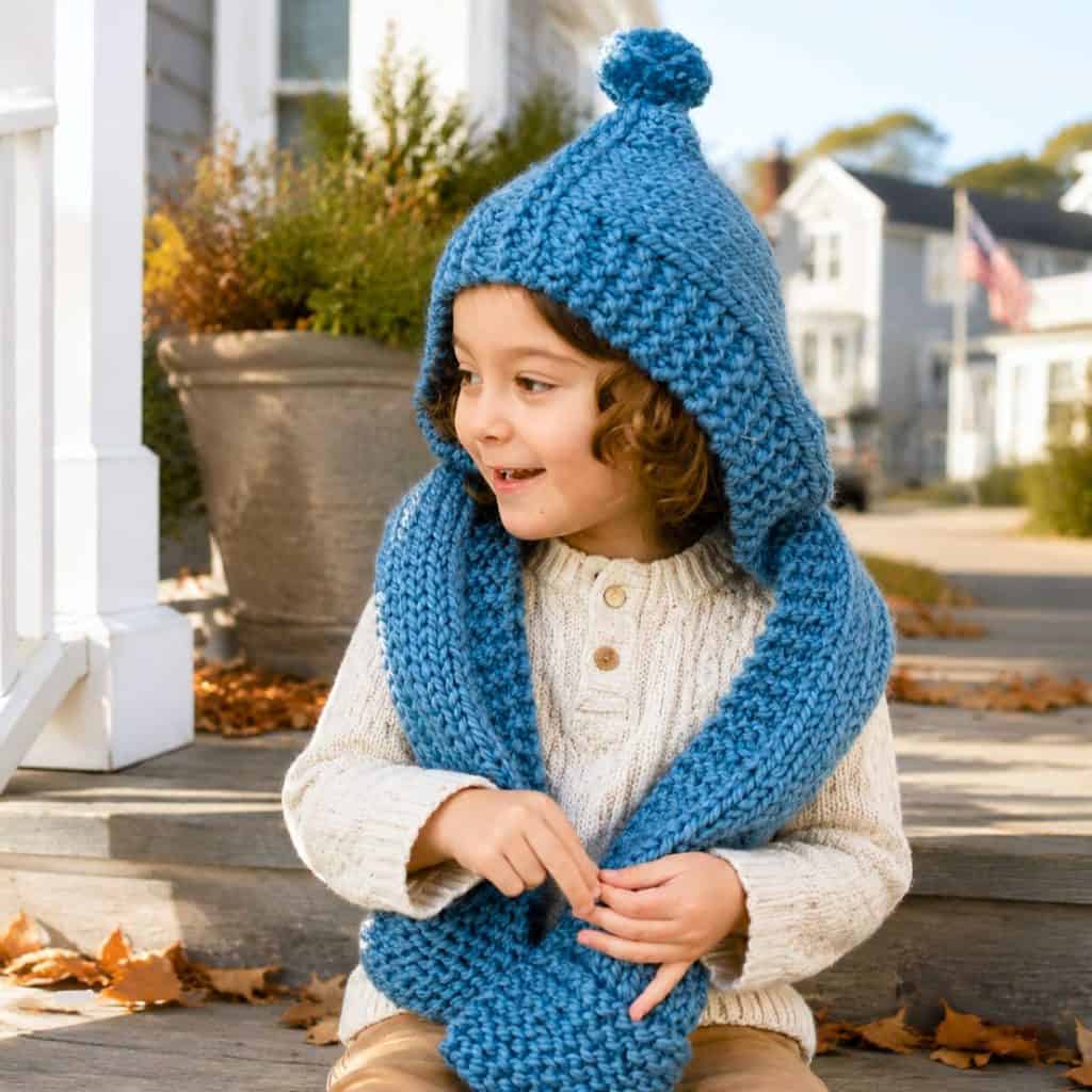 Kids Hooded Pocket Scarf Knitting Pattern (Easy & Cozy Beginner Project)