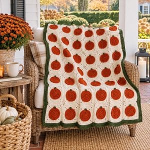 Pumpkin Granny Square Throw Crochet Pattern (Cozy Fall Blanket)