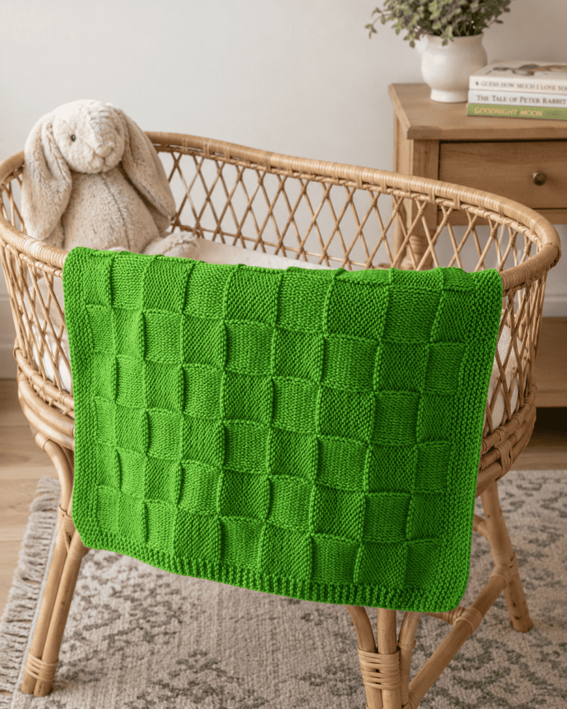 Easy Basketweave Baby Blanket Knitting Pattern (Cozy Beginner Knit)