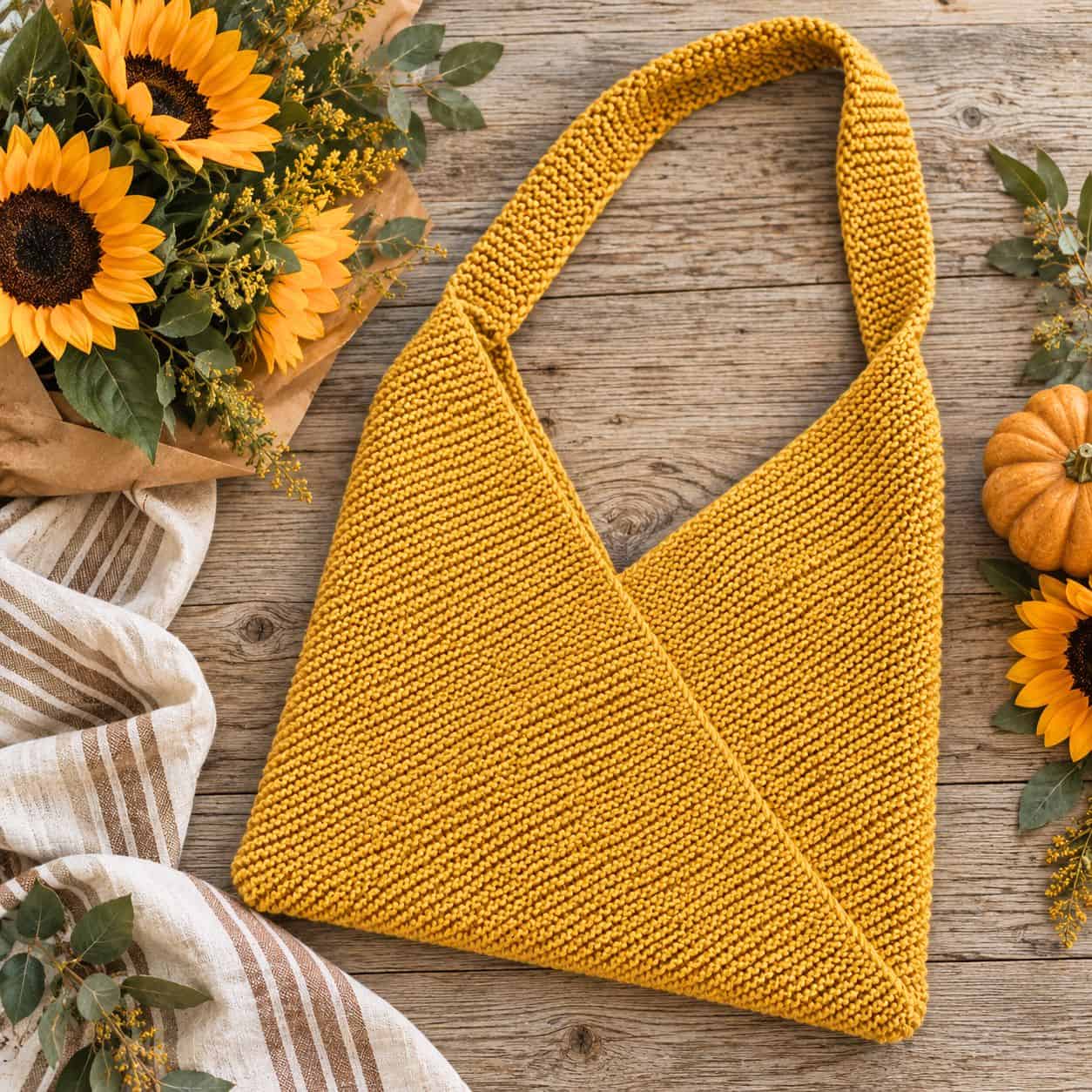 Easy Folded Rectangle Bag Knitting Pattern (Made From One Simple Rectangle!)