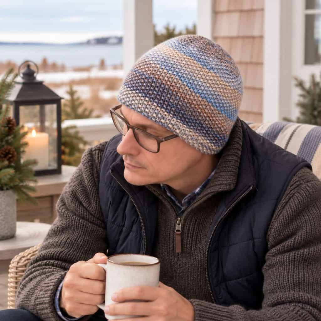 Mens Flat Knit Seed Stitch Hat