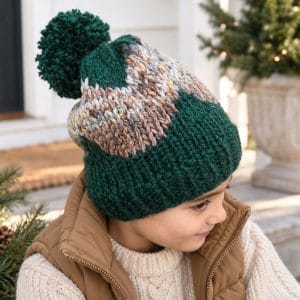 Kids Wave Colorwork Hat Knitting Pattern (Easy Knit in the Round Beanie)