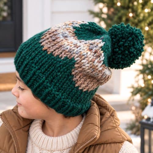 Kids Wave Colorwork Hat Knitting Pattern (Easy Knit in the Round Beanie)
