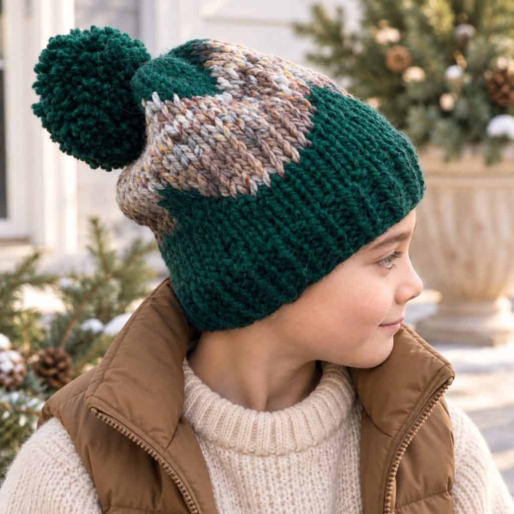 Kids Wave Colorwork Hat Knitting Pattern (Easy Knit in the Round Beanie)