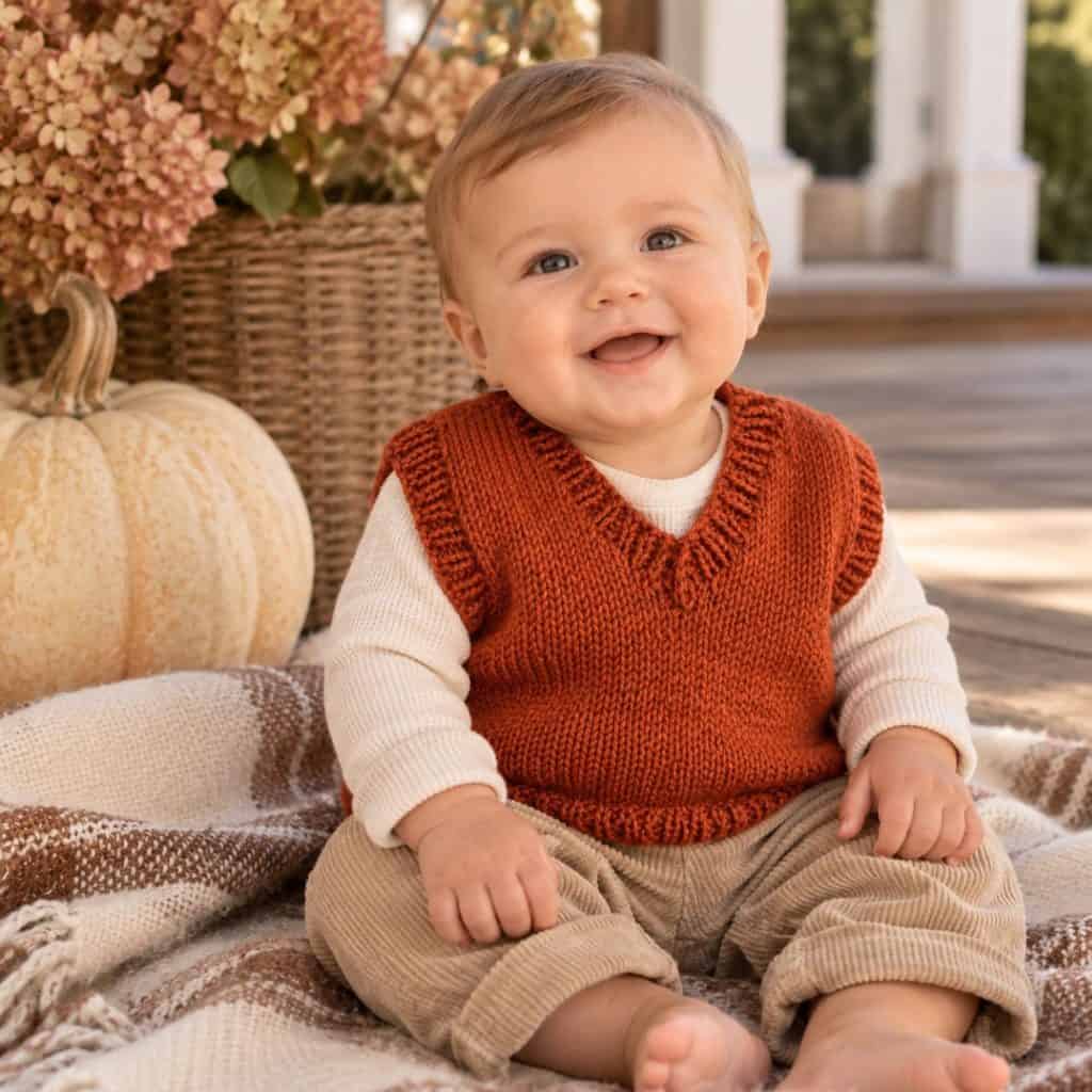 Easy Baby Pullover Vest Knitting Pattern (Beginner-Friendly & Knit Flat)